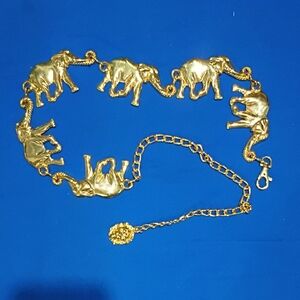 Rare Vintage 1990s Anne Klein Gold Elephant Belt